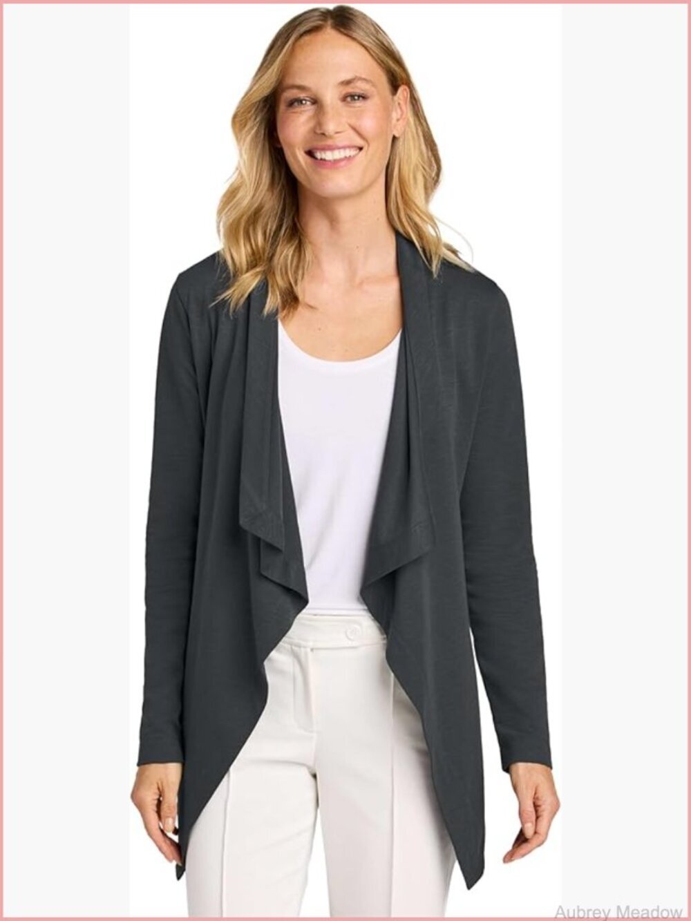 Open Front Cardigan with Shawl Collar and Pockets